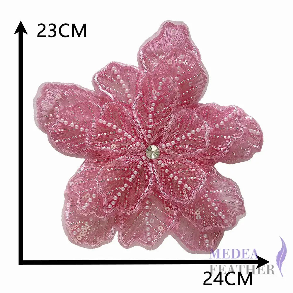 Sewing Sequin Flower Embroidery Applique EA10 Pink