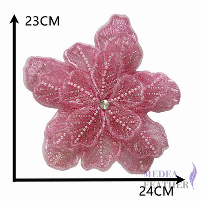 Sewing Sequin Flower Embroidery Applique EA10 Pink