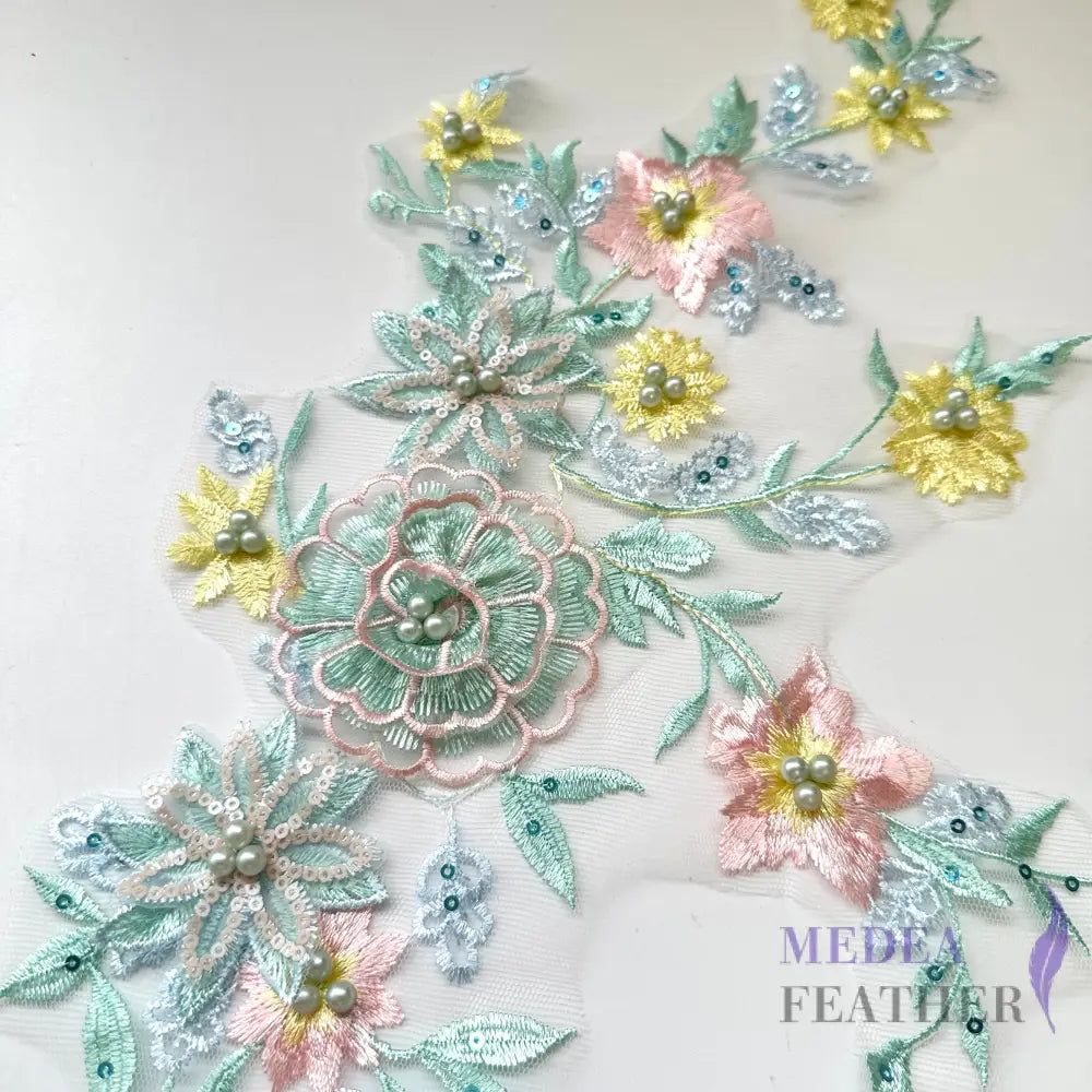 Sewing Sequin Flower Embroidery Applique EA12