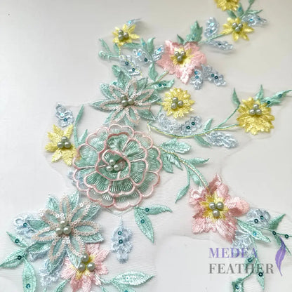 Sewing Sequin Flower Embroidery Applique EA12