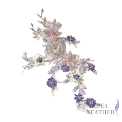 Sewing Sequin Flower Embroidery Applique EA12 Light Purple