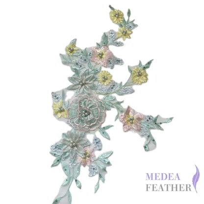 Sewing Sequin Flower Embroidery Applique EA12 light green