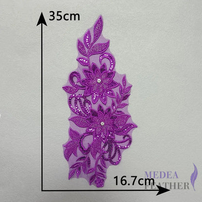 Sewing Sequin Flower Embroidery Applique EA15 #63 purple