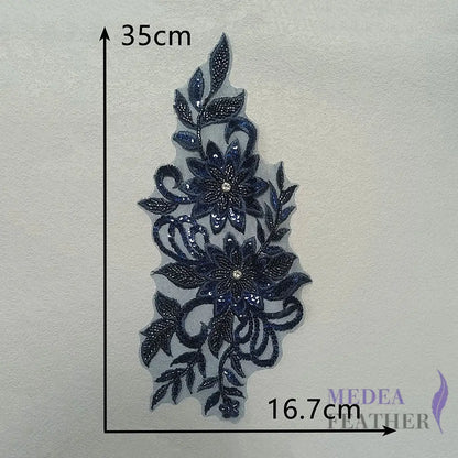 Sewing Sequin Flower Embroidery Applique EA15 #65 navy