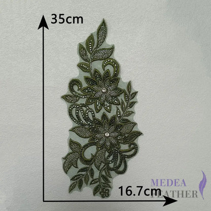 Sewing Sequin Flower Embroidery Applique EA15 #96 dark green