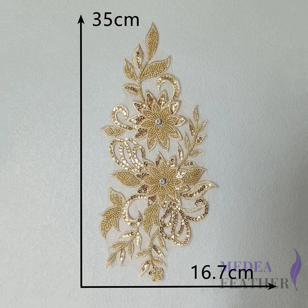 Sewing Sequin Flower Embroidery Applique EA15 Gold