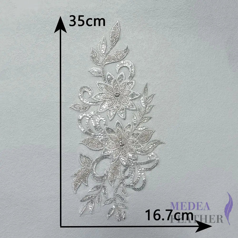 Sewing Sequin Flower Embroidery Applique EA15 Silver