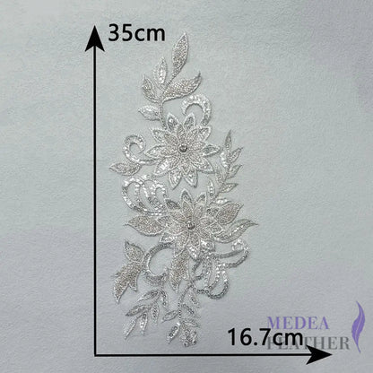 Sewing Sequin Flower Embroidery Applique EA15 Silver