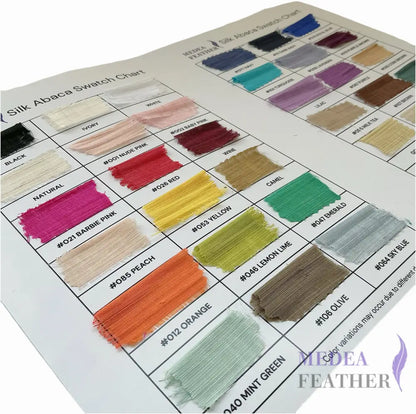 Silk Abaca Fabric Colour Card Chart 32 colours