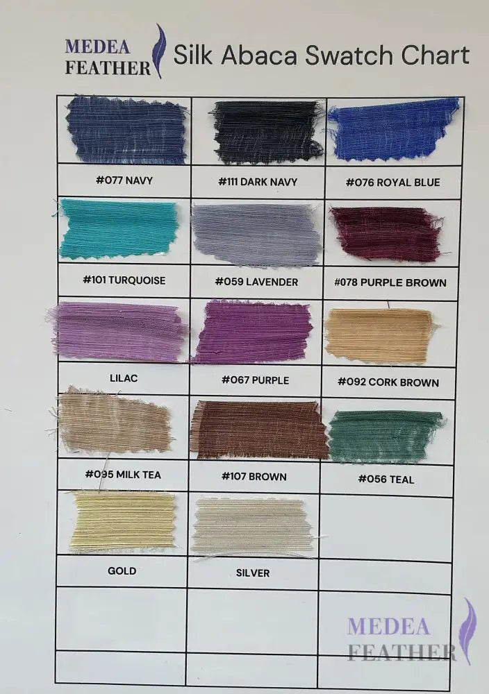 Silk Abaca Fabric Colour Card Chart 32 colours