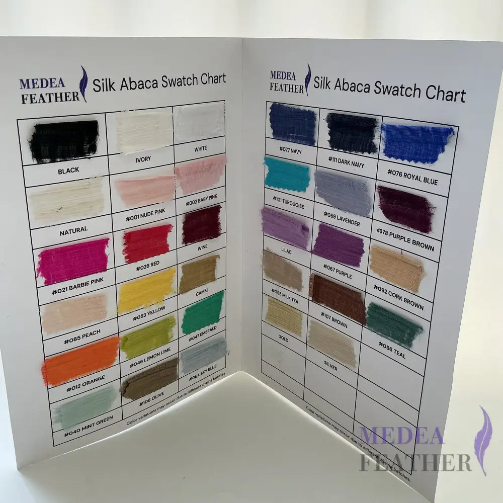 Silk Abaca Fabric Colour Card Chart 32 colours