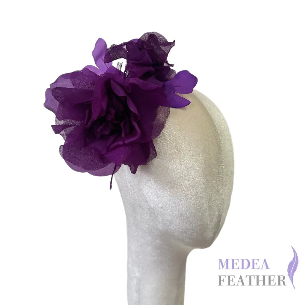 Silk and Organza flower SF03 Purple