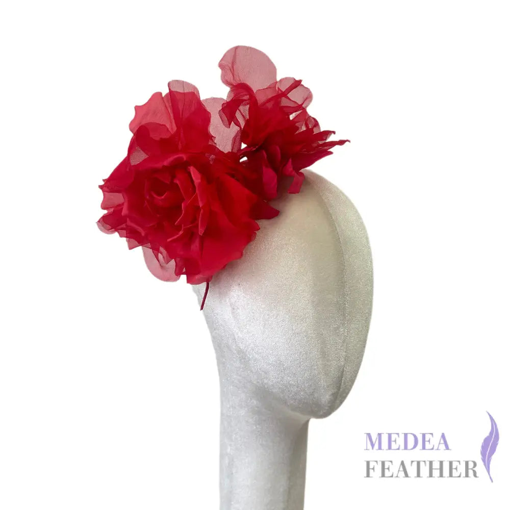 Silk and Organza flower SF03 Red