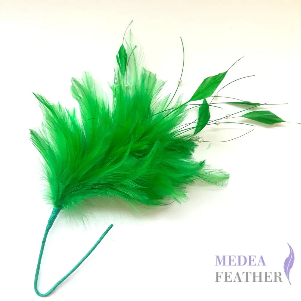 Simple Bead Design Hackle Feather Mount #71 emerald