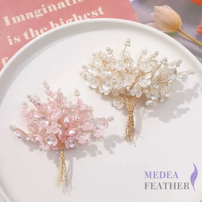 Small Bead Rhinestone Pearl White Shell Flower String-Pack of 5