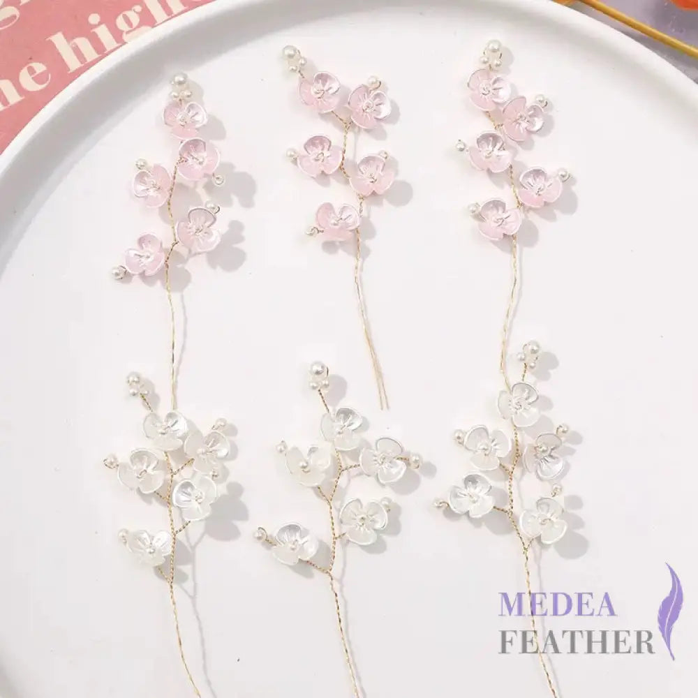 Small Bead Rhinestone Pearl White Shell Flower String-Pack of 5