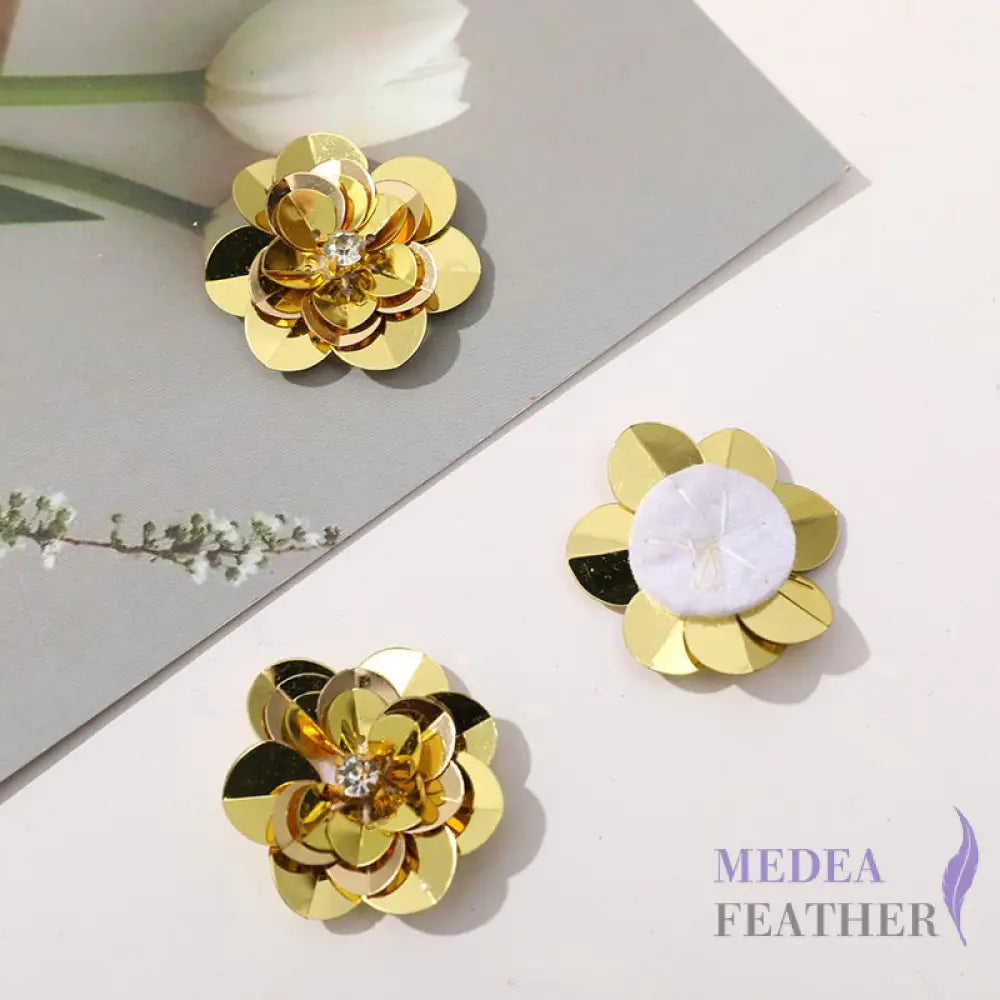 Small Sequin Flower SF01 Gold