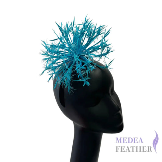’Snowflake’ / Goose Biot Feather Flower Mount #78 turquoise