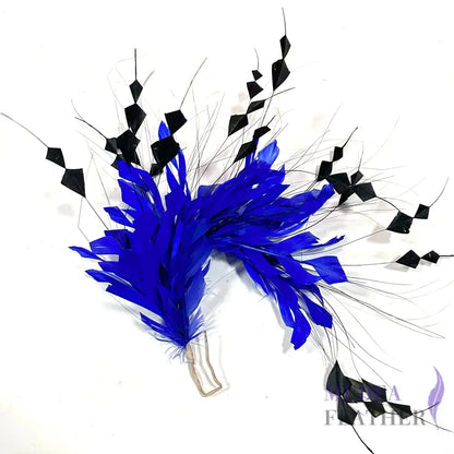 Space Cut Goose Feather and Long Coque Feather Flower Mount