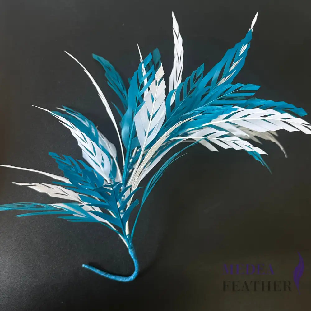 Space Cut Goose Feather Mount DS260715 - #82 teal & #02 white