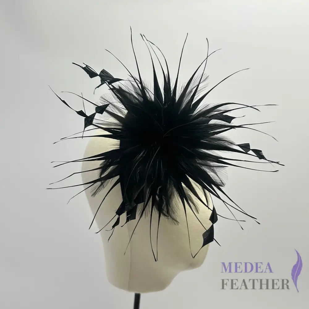 ”Spark“ / Hackle Feather and Coque Feather Flower Mount #03 black