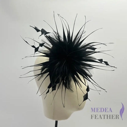 ”Spark“ / Hackle Feather and Coque Feather Flower Mount #03 black