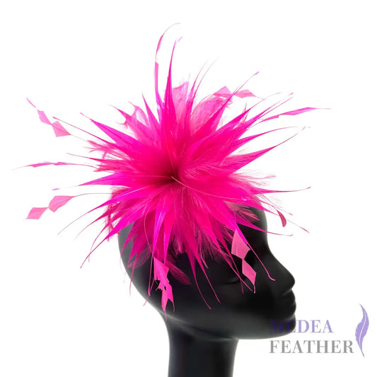 ”Spark“ / Hackle Feather and Coque Feather Flower Mount Hot pink