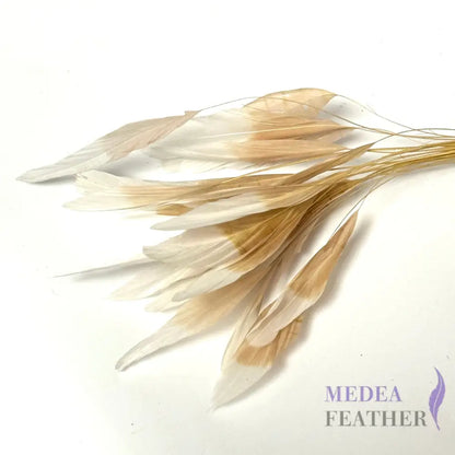 Special Two Tone Dyed Teardrop Coque Feather Beige