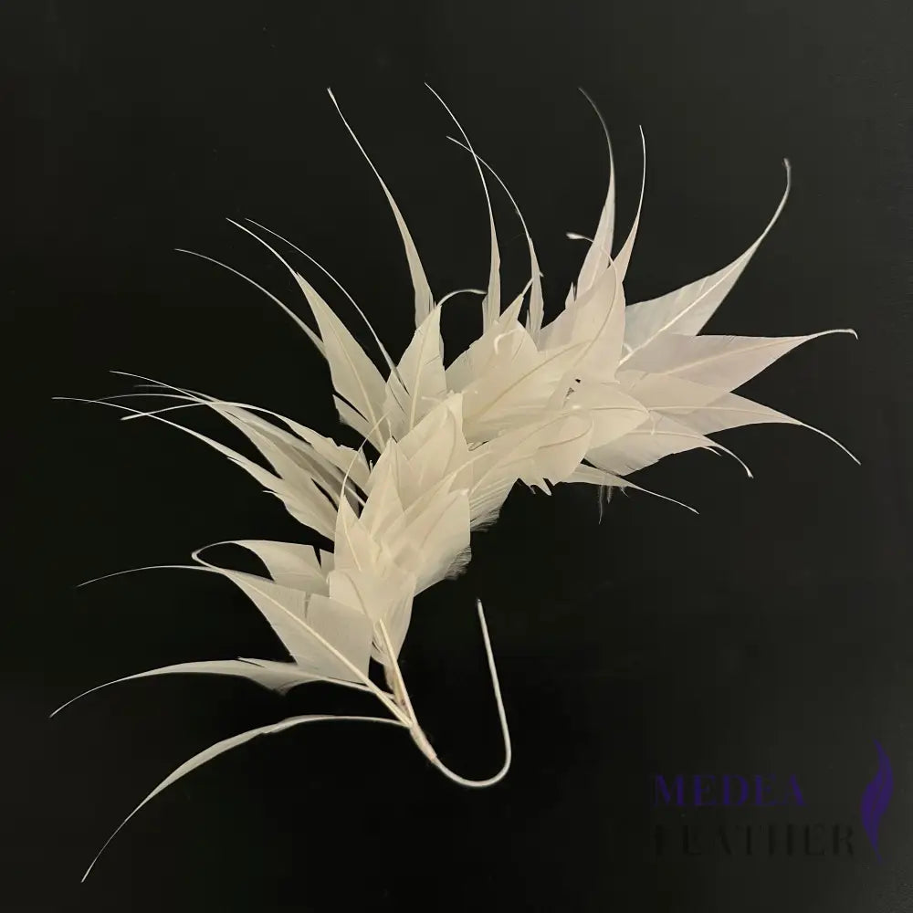 Spiky Arrow Goose Feather Wired Hat Mount DS25050I #01 ivory