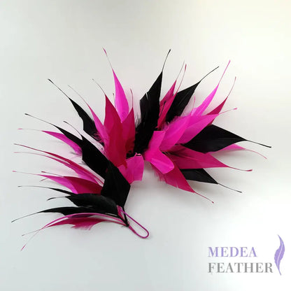 Spiky Arrow Goose Feather Wired Hat Mount DS25050I - #03black & #20 barbie pink & #52 neon pink
