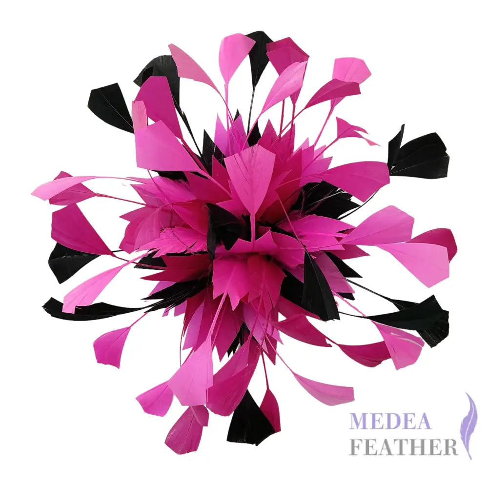 Spiky Centre Goose Feather Flower Mount DS250608 - #03black & #20 barbie pink & #52 neon pink