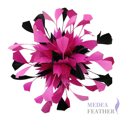 Spiky Centre Goose Feather Flower Mount DS250608 - #03black & #20 barbie pink & #52 neon pink