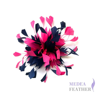 Spiky Centre Goose Feather Flower Mount DS250608 - #100 light navy & 101 fandango pink mixed