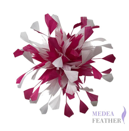 Spiky Centre Goose Feather Flower Mount DS250608 #18 baton rouge & #02 white mixed