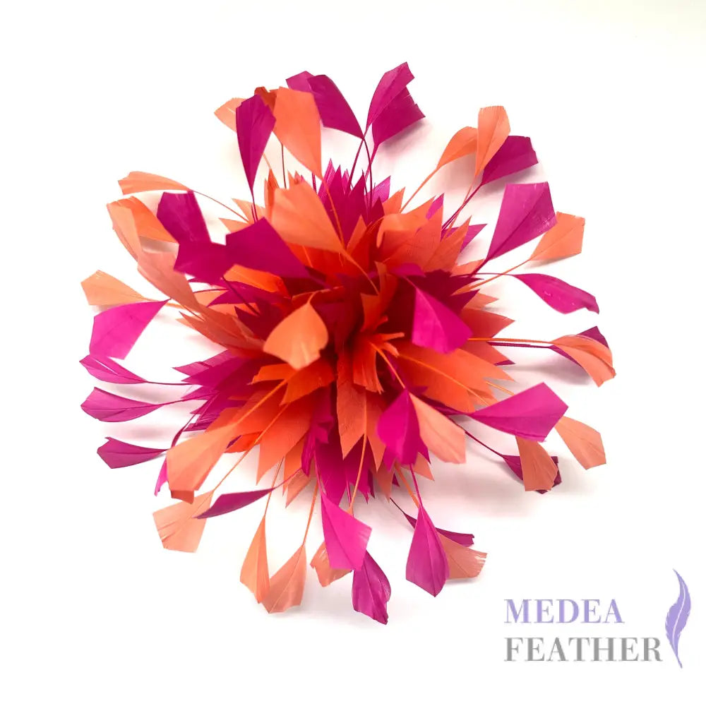 Spiky Centre Goose Feather Flower Mount DS250608 - #20 barbie pink & #32 coral rose mixed