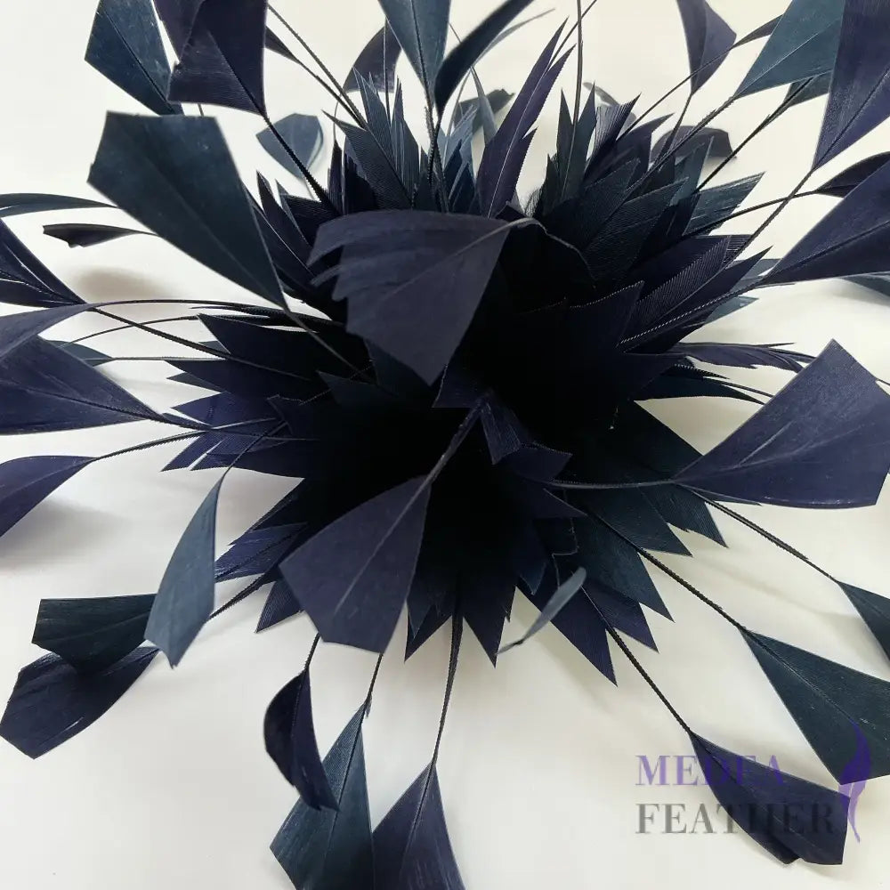 Spiky Centre Goose Feather Flower Mount DS250608 - #65navy & #100 light navy