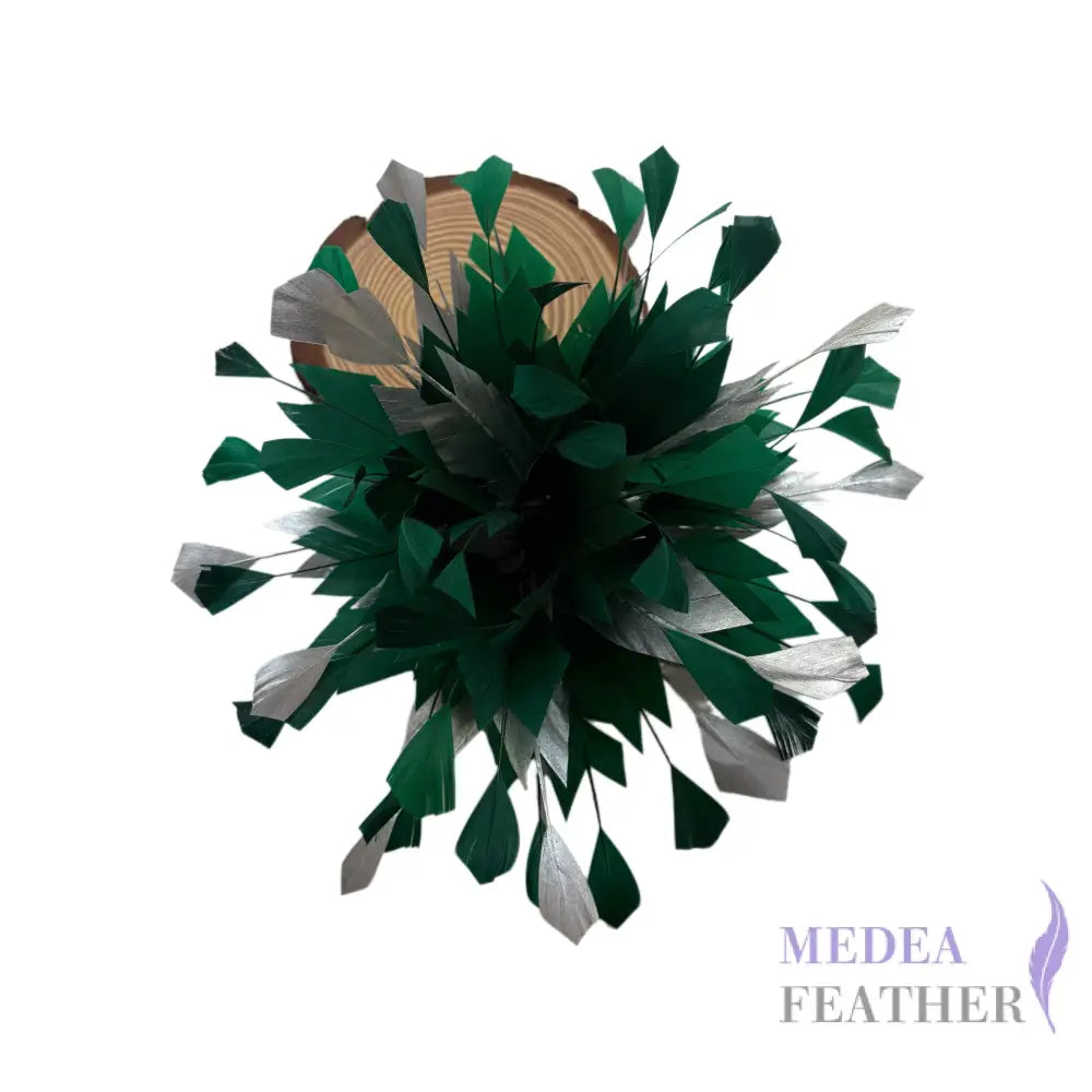 Spiky Centre Goose & Gold Silver Feather Flower DS2506082 - Silver / Custom-please add text below