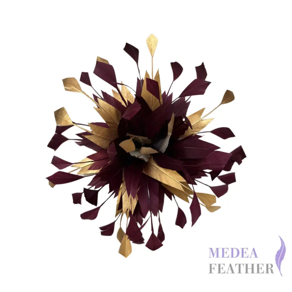 Spiky Centre Goose & Gold Silver Feather Flower DS2506082 - Gold / Custom-please add text below