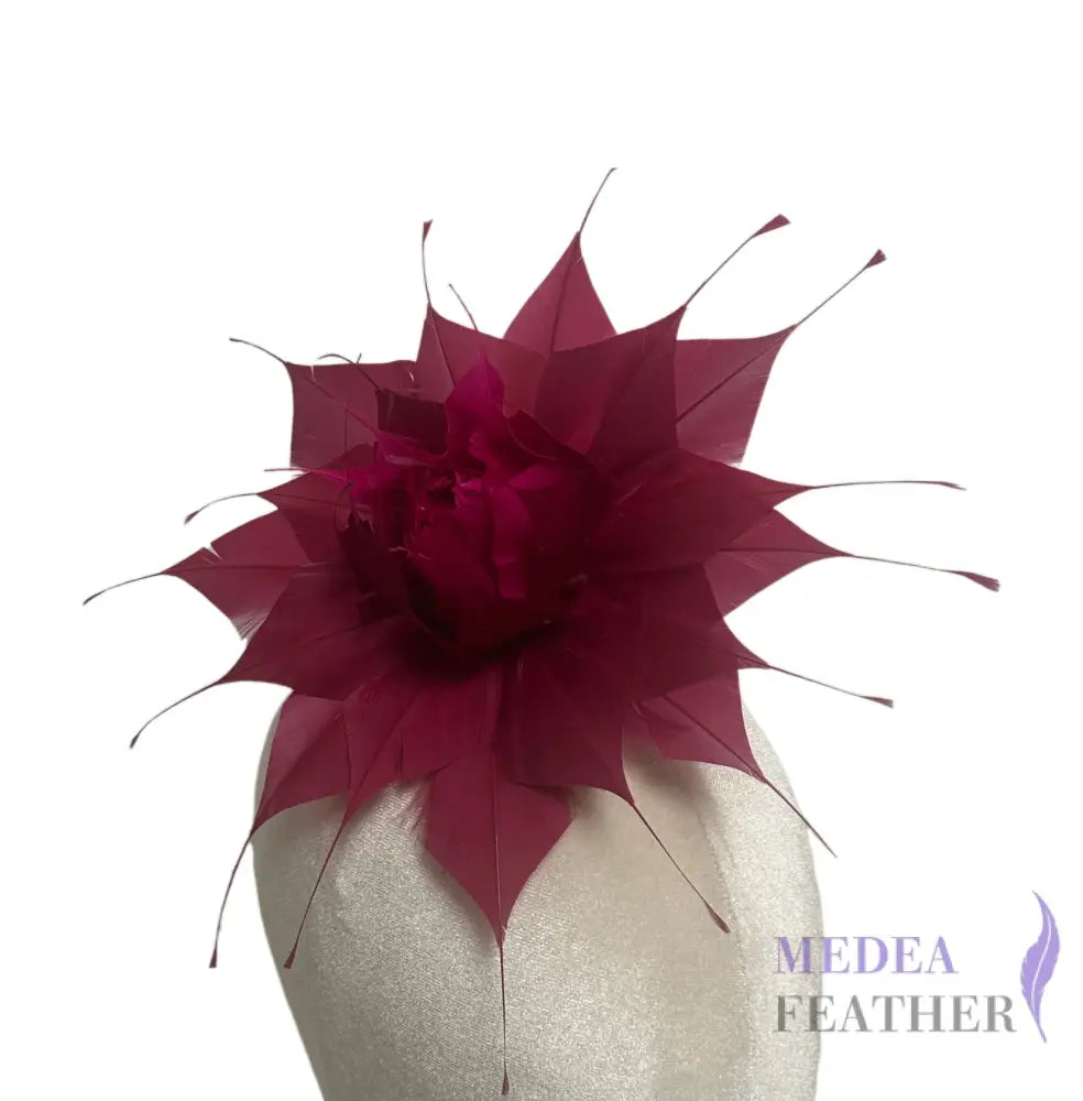 Spiky Flower Bud Goose Feather Flower DS261021 - #20 barbie pink(bud) & #104 red plum (petal)