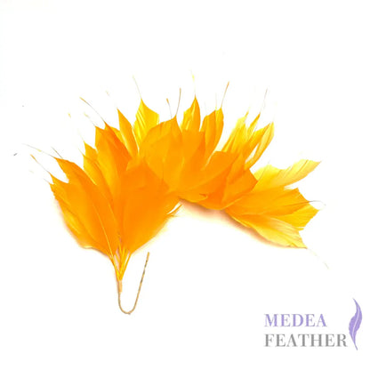 Spiky Goose Feather Wired Hat Mount #25 saffron