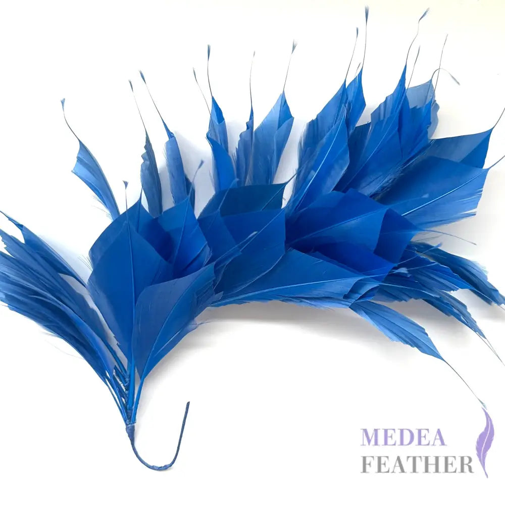 Spiky Goose Feather Wired Hat Mount Blue