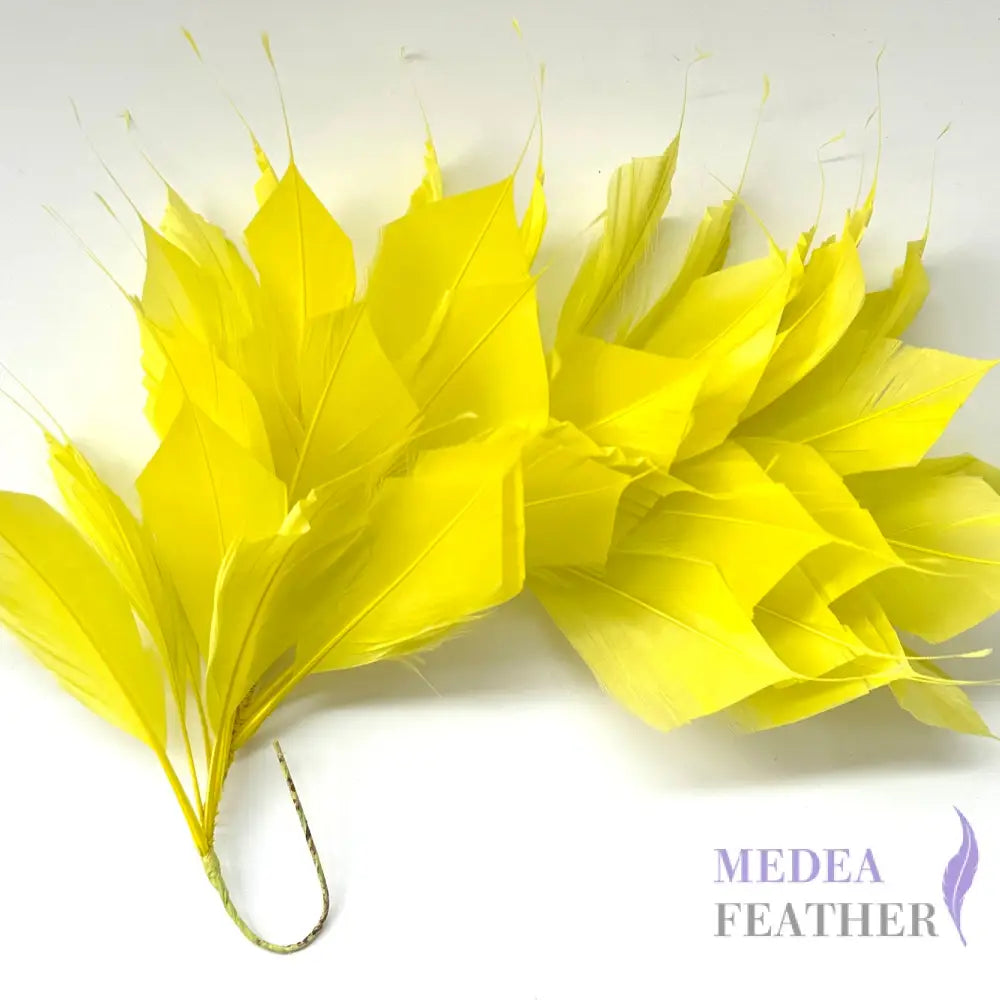 Spiky Goose Feather Wired Hat Mount Yellow