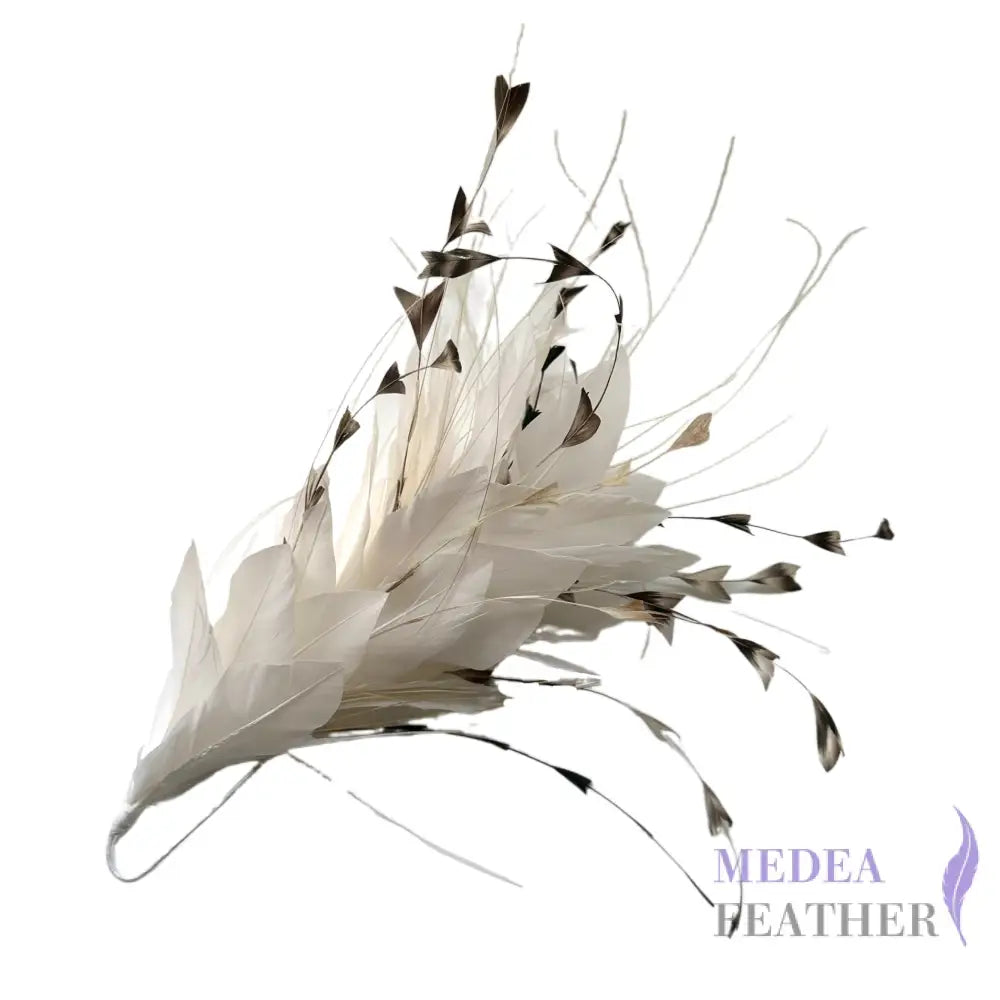 ’Starry’ Handmade Gradient Coque Feather Flower Mount for Millinery - DS250619 - #02 ivory