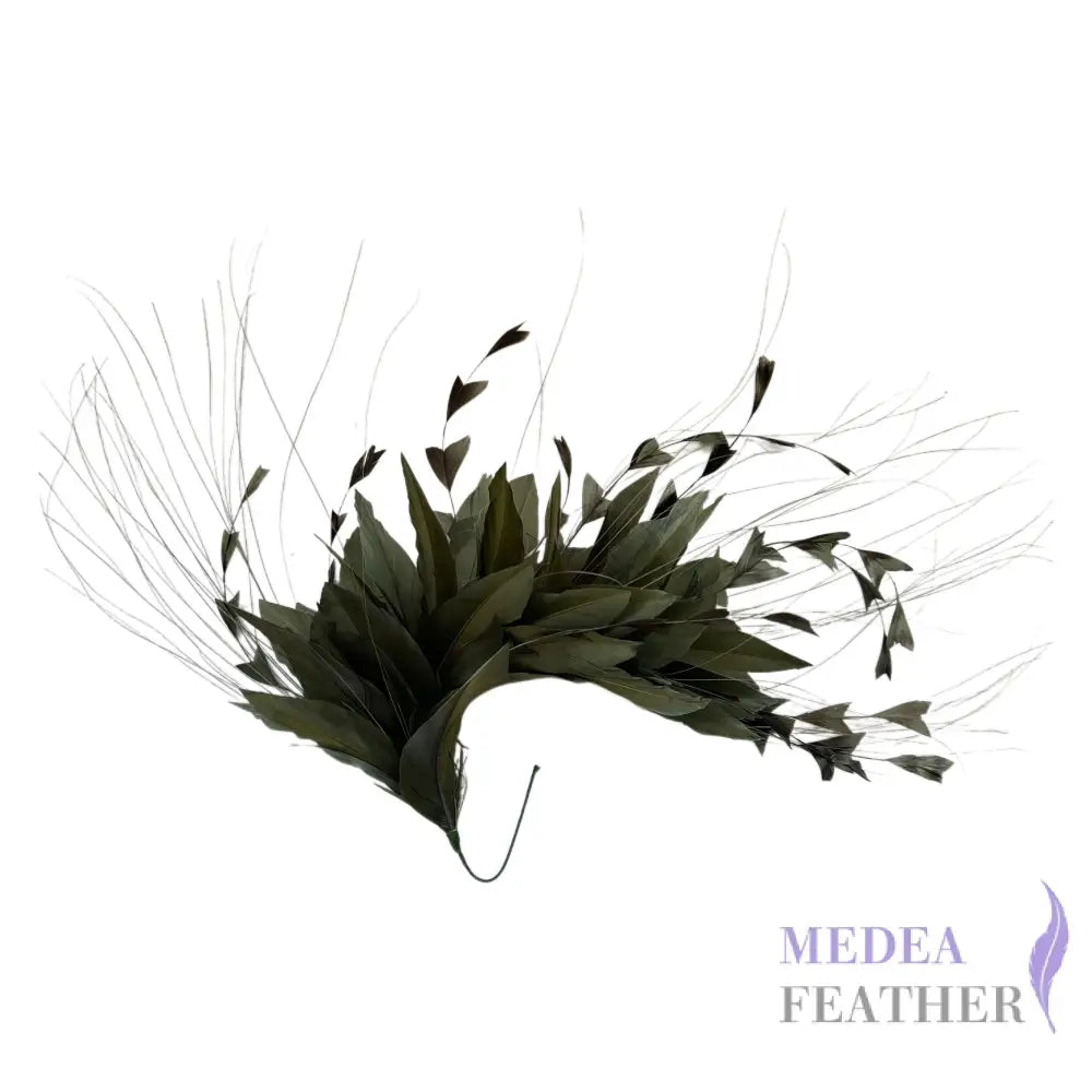 ’Starry’/ Handmade Gradient Design Feather Flower Mount DS250619 #17 deep lichen green