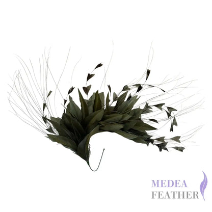 ’Starry’/ Handmade Gradient Design Feather Flower Mount DS250619 #17 deep lichen green