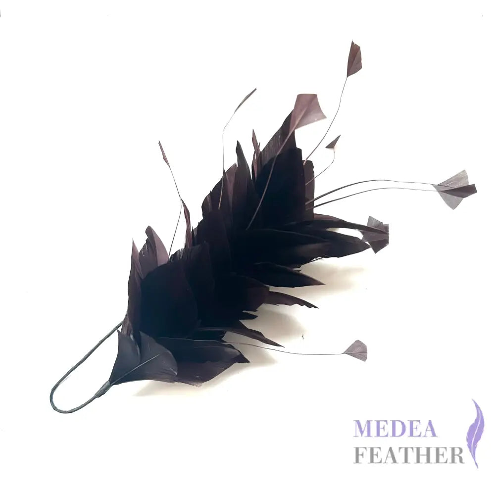 Stripped Diamond Coque & Goose Feather Wired Flower Mount #64 slate black