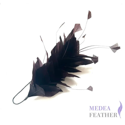 Stripped Diamond Coque & Goose Feather Wired Flower Mount #64 slate black