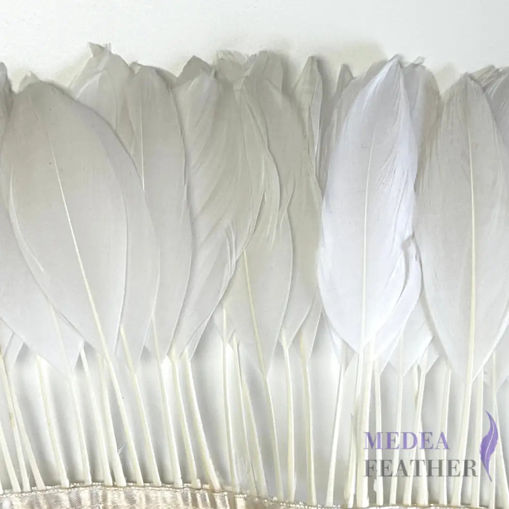 Stripped Goose Feather Trim #02 white