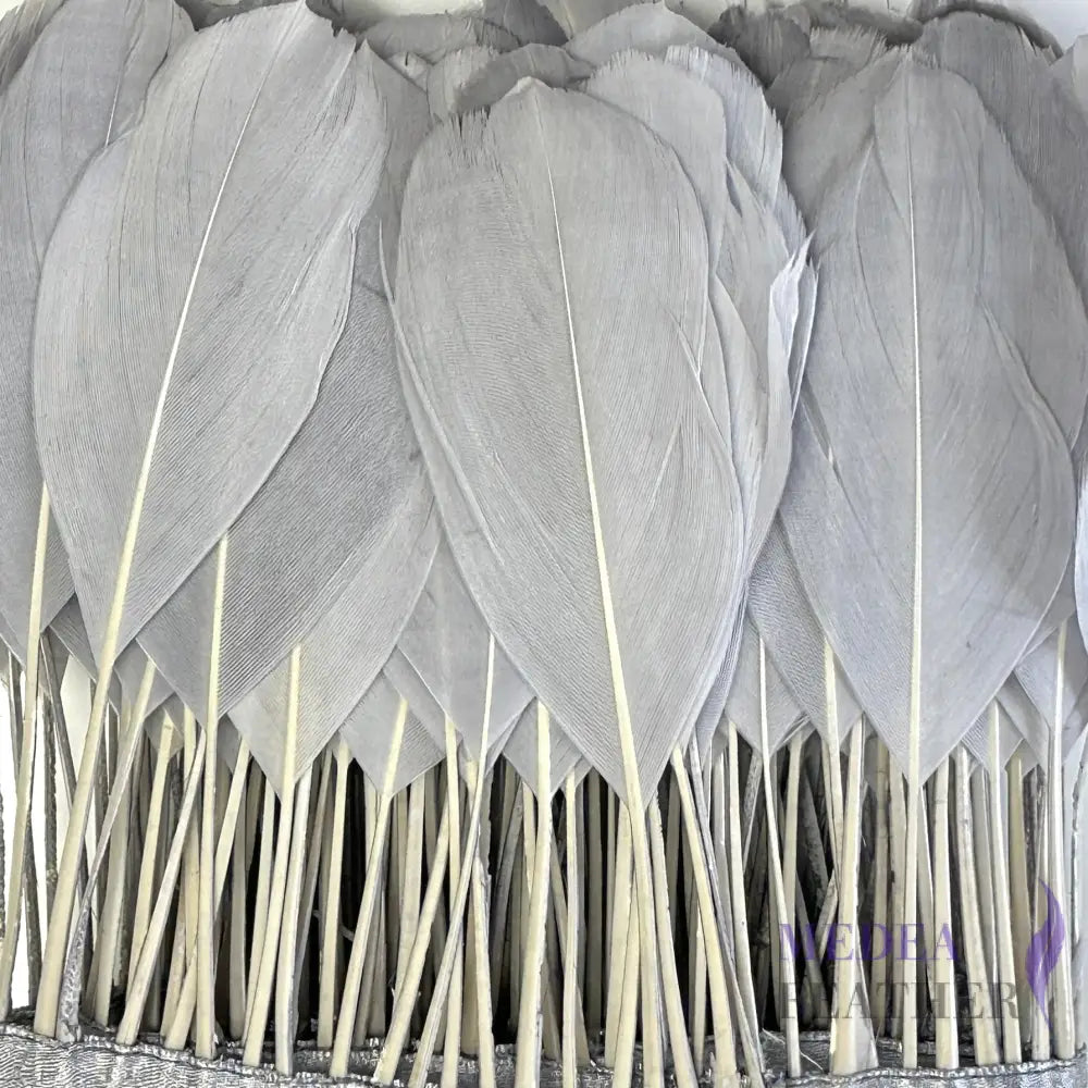 Stripped Goose Feather Trim #13 silver