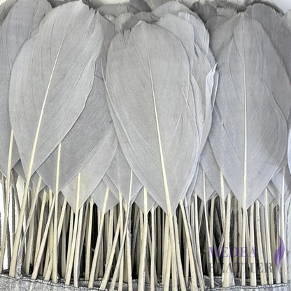 Stripped Goose Feather Trim #13 silver